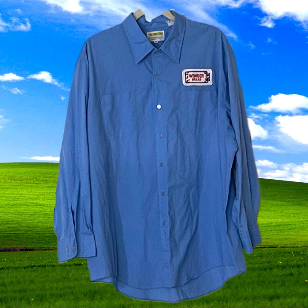 Vintage 1970s Blue Wonder Bread Work Shirt 2x